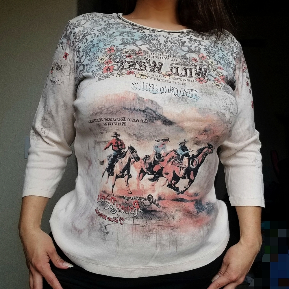 Plus size y2k graphic cowboy top